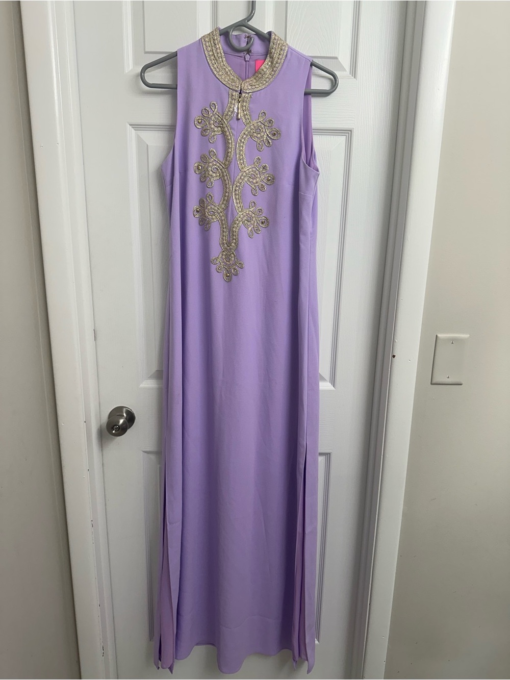Lilly Pulitzer Lavender Maxi Dress with Gold Embellished Neckline